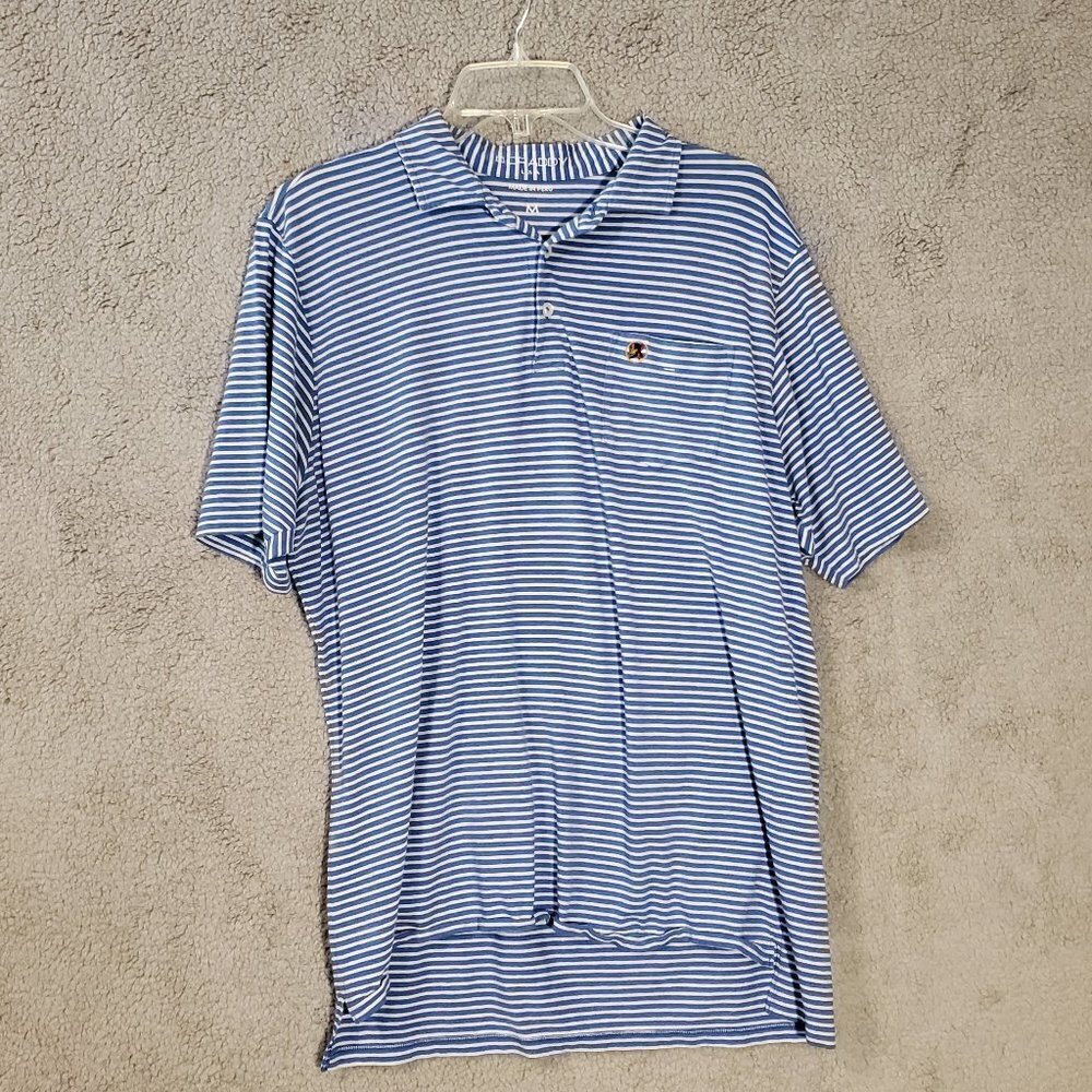 Striped Polo Shirt for Men Blue Size M